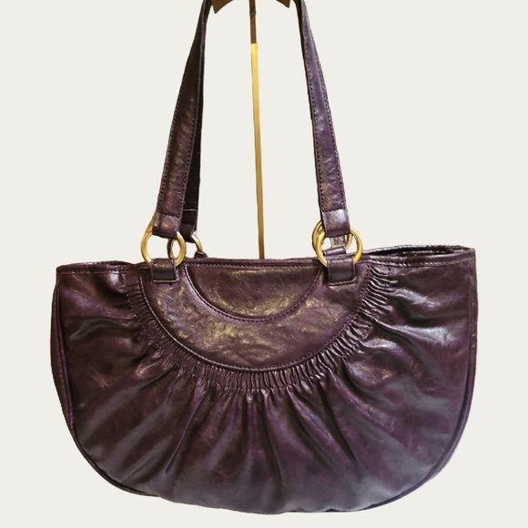 Y2K Gramercy Designs Chunky Capacious Purple Pleated Faux Leather Bag, EUC - Picture 4 of 16